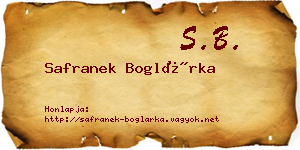 Safranek Boglárka névjegykártya